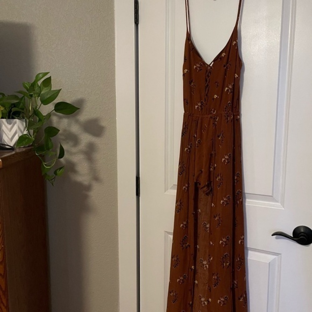Rust Floral Romper Dress